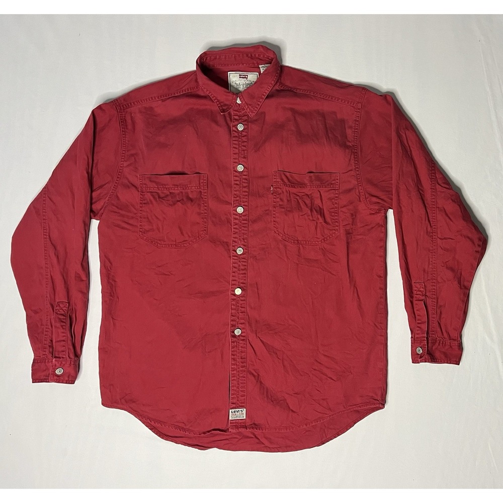 Vintage Levi's Red Tab Authentic Jeanswear Shirt Men's SZ Large Red Long Sleeve - Picture 1 of 6